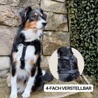Y-Hundegeschirr WOOFLEX® 4fach-verstellbar mit Griff und Sicherheitsschnallen Phantom Black - wasserfest