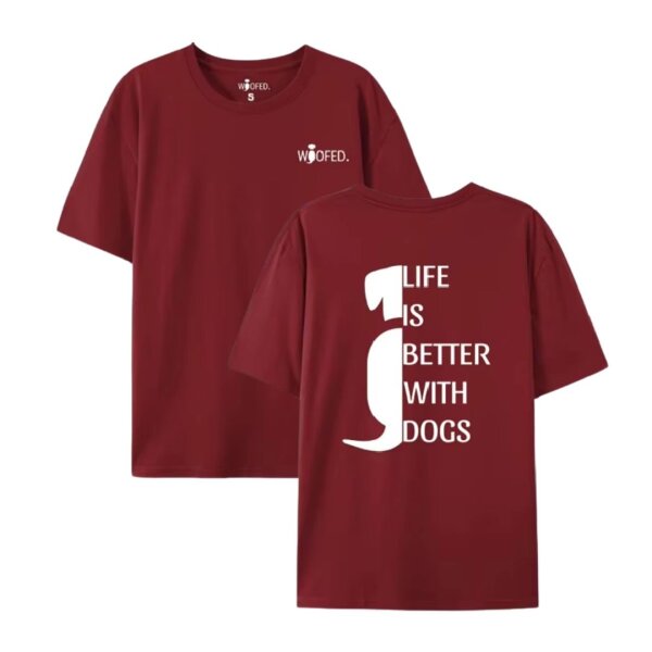 T-Shirt Life is better with dogs Unisex Rot - 2XL