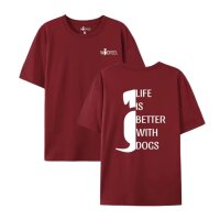 T-Shirt Life is better with dogs Unisex Rot - 2XL