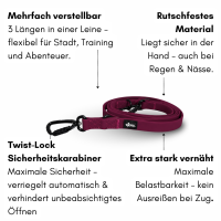 Führleine WOOFLEX® Pro verstellbar Burgundy