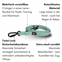 Führleine WOOFLEX® Pro verstellbar Jade Green