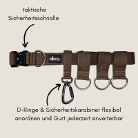 Gassigürtel Dark Brown - verstellbar mit taktischer...